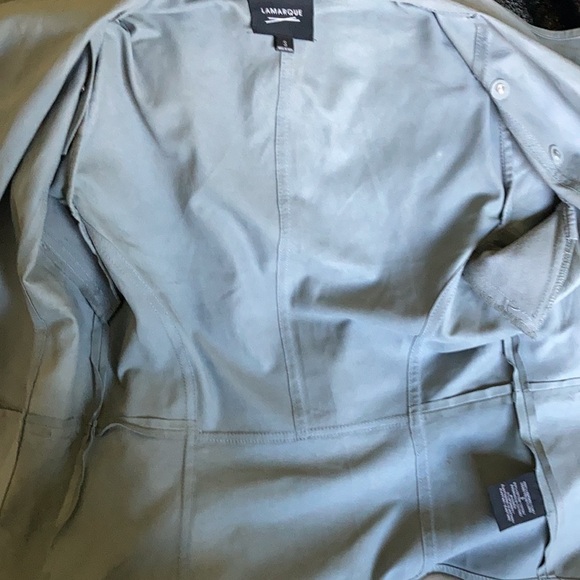 LAMARQUE Leather Cropped Jacket Sz S Graystone - Picture 11 of 12